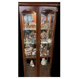 Lighted Double Door Cherry Finish Curio (Contents