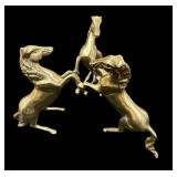 Solid Brass 3 Horse Centerpiece