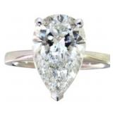 14k Gold 4.84 ct Pear Cut Lab Diamond Ring