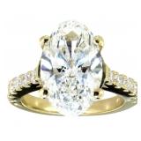 14k Gold 6.14 ct Oval Cut Lab Diamond Ring
