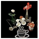 Lot Deal USA Vase wï¿½ Glass Flowers, Coffee Hot