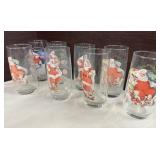 (8) Vintage Coca-Cola Santa Glasses