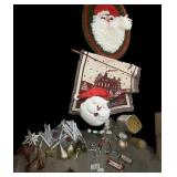 Santa Rug, Glass & Metal Ornaments-New & Used