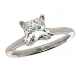 14k Gold Princess Cut 1.11 ct VS1 Lab Diamond Ring
