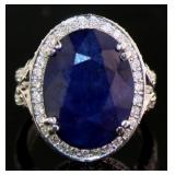 14kt Gold 15.04 ct GIA Sapphire & Diamond Ring