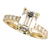 14k Gold 5.57 ct Emerald Cut Lab Diamond Ring