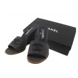Chanel Denim Line Coco Mark Mules Sandals
