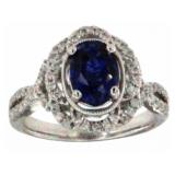 14kt Gold 1.93 ct Sapphire & Diamond Ring