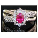 Platinum 1.12 ct Natural Ruby & Diamond Ring