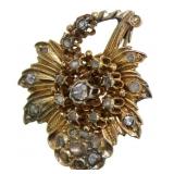 10kt Gold Antique Rose Cut Diamond Brooch