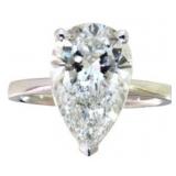 14k Gold 4.77 ct Pear Cut Lab Diamond Ring