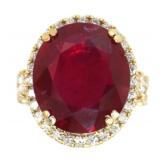 14kt Gold 15.72 ct Ruby & Diamond Ring