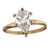 14k Gold 1.66 ct Pear Cut GIA Lab Diamond Ring