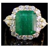 14kt Gold 8.60 ct GIA Emerald & Diamond Ring