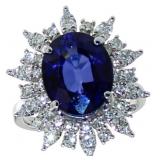 14kt Gold 8.16 ct Oval Sapphire & Diamond Ring
