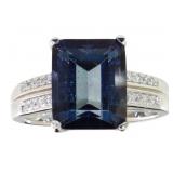 Natural 5.13 ct Royal Blue Topaz & Diamond Ring