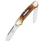 Rough Ryder Mini Canoe Amber Jigged Knife