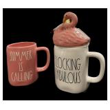 RAE DUNN Flamingo Topped Coffee Mug & Summer Mug