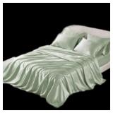 Full Madison Park Satin Luxury Sheet Set Sage