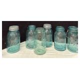 (6) Blue Quart Ball Mason Jars