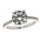 14k Gold 3.25 ct Round Brilliant Lab Diamond Ring