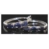 Genuine 2.10 ct Sapphire Hoop Earrings