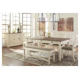 Ashley D647 Bolanburg Table + 4 Chairs & Bench