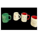 (4) RAE DUNN CHRISTMAS MUGS