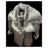New IMAN XS Faux Fur Collar Coat
