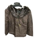 XS Faux Fur Brown Hooded Jacket