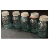 (5) PCS Blue Ball Quart Jars With Lids