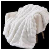 50 x 60 White Faux Fur Throw