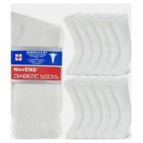 12 Pair White Diabetic Socks