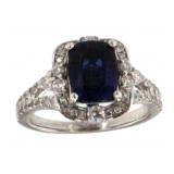14kt Gold 3.45 ct Sapphire & Diamond Ring