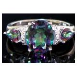 Natural 3.31 ct Mystic Topaz & Diamond Ring