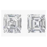 14kt Gold Asscher Cut 4.00 ct VS Diamond Earrings