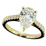 14k Gold 2.66 ct Pear Cut Lab Diamond Ring