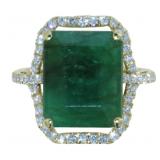 14kt Gold 8.04 ct GIA Emerald & Diamond Ring