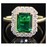 Emerald Cut 2.52 ct Emerald & Diamond Halo Ring