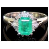 Platinum 1.52 Natural Emerald & VS Diamond Ring