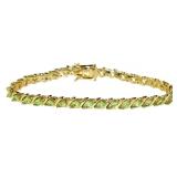 Genuine 12.50 ct Green Peridot Tennis Bracelet