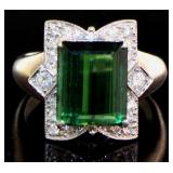 Platinum 4.17 ct Tourmaline & Diamond Ring