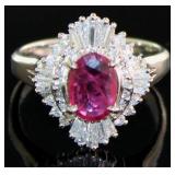 Platinum 1.46 ct Natural Ruby & Diamond Ring