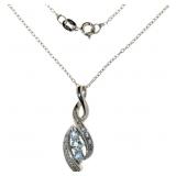 Stunning Natural Blue Topaz & Diamond Necklace