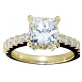 14k Gold 3.34 ct Princess Cut Lab Diamond Ring