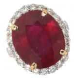 14k Gold 15.73 ct Oval Ruby & Diamond Ring