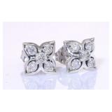 Antique Style 1/2 ct Flower Diamond Earrings
