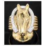 18kt Gold/Plat 1/4 ct Diamond Large Horse Ring