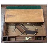 Wooden School Desk Box With Key
