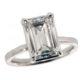 14k Gold 3.25 ct Emerald Cut VS1 Lab Diamond Ring
